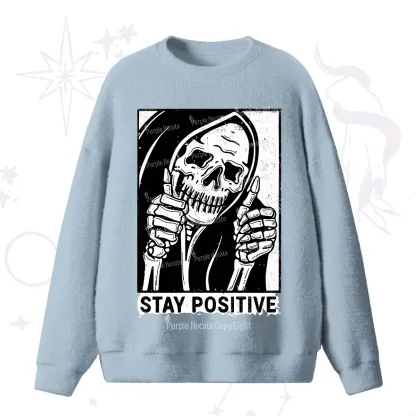 Purplehecate Stay Positive Fuzzy Ugly Sweater