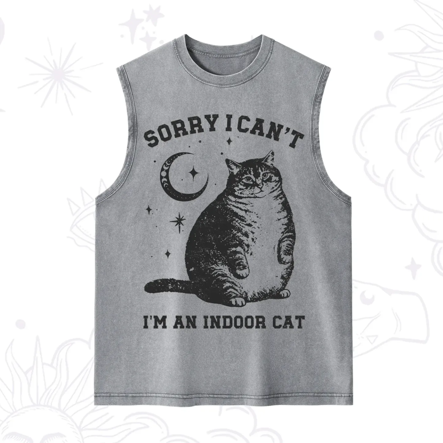 Purplehecate Sorry I Can't Go I'm an Indoor Cat Washed Tank