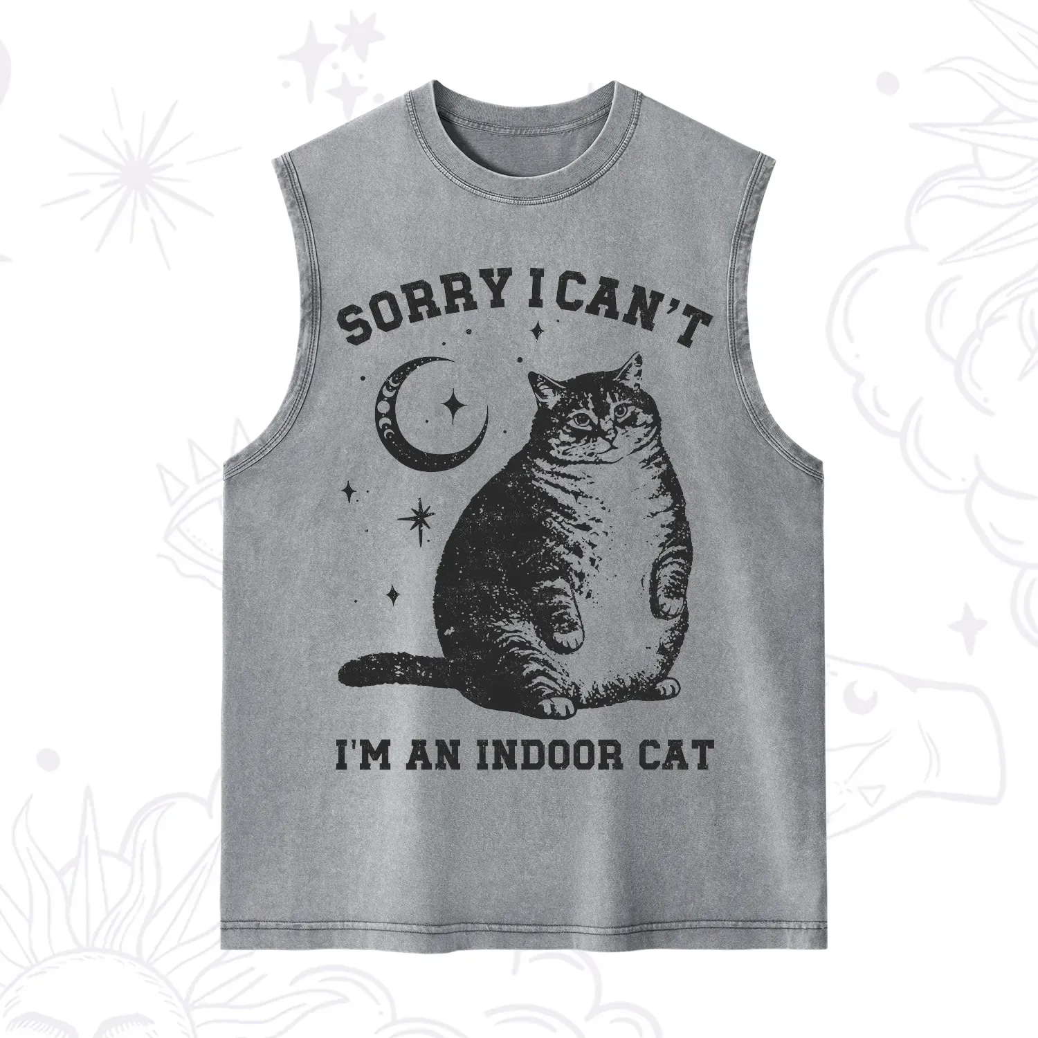 Purplehecate Sorry I Can't Go I'm an Indoor Cat Washed Tank