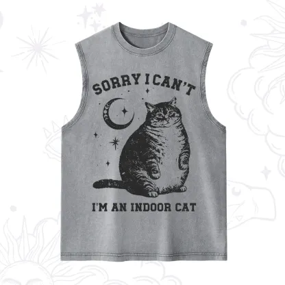 Purplehecate Sorry I Can't Go I'm an Indoor Cat Washed Tank