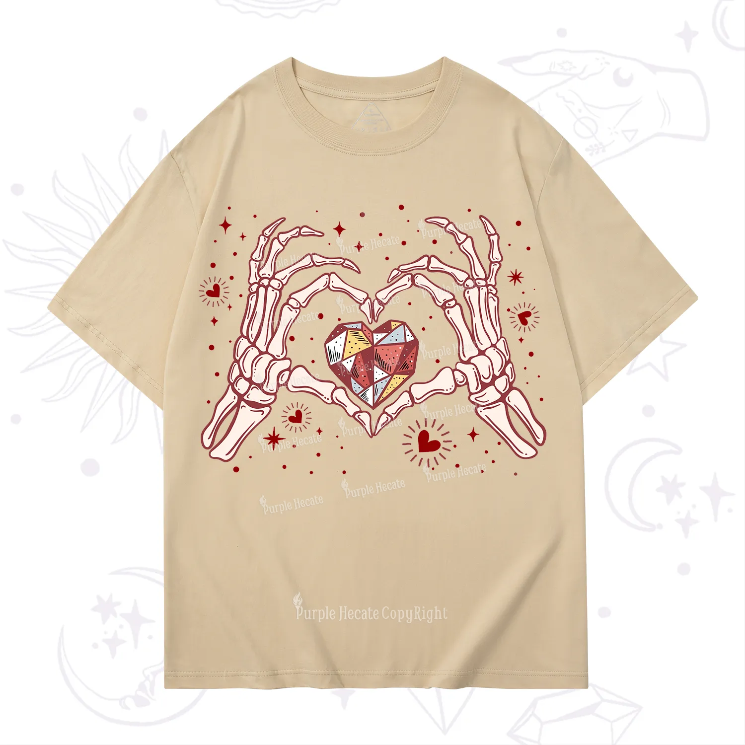 Purplehecate Skeleton Love Hands Valentine T-Shirt