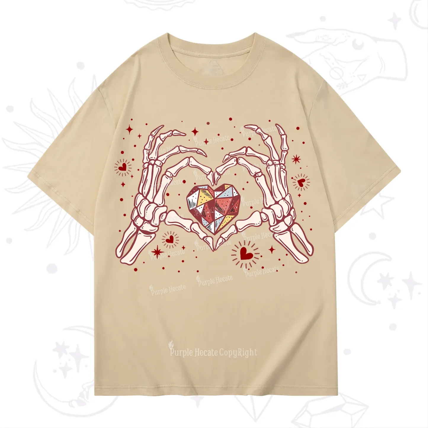 Purplehecate Skeleton Love Hands Valentine T-Shirt