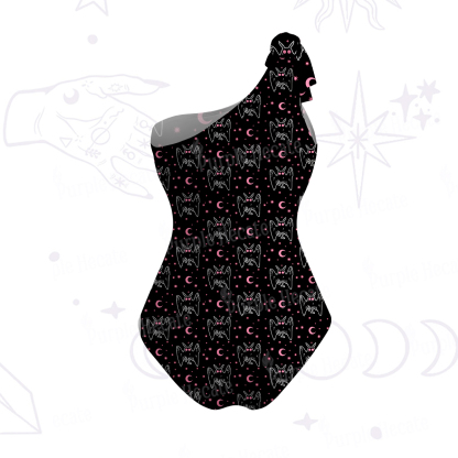 Purplehecate Witchy Mothman Night One-Shoulder One-Piece Swimsuit