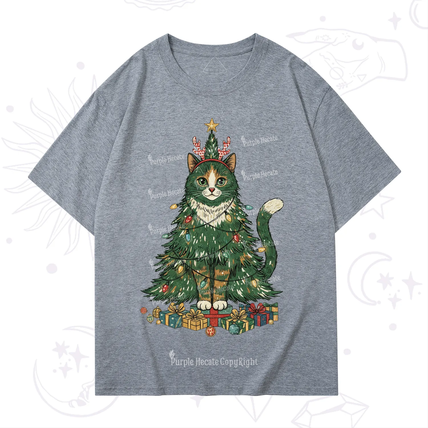 Purplehecate Cute Cats Christmas Tree T-Shirt