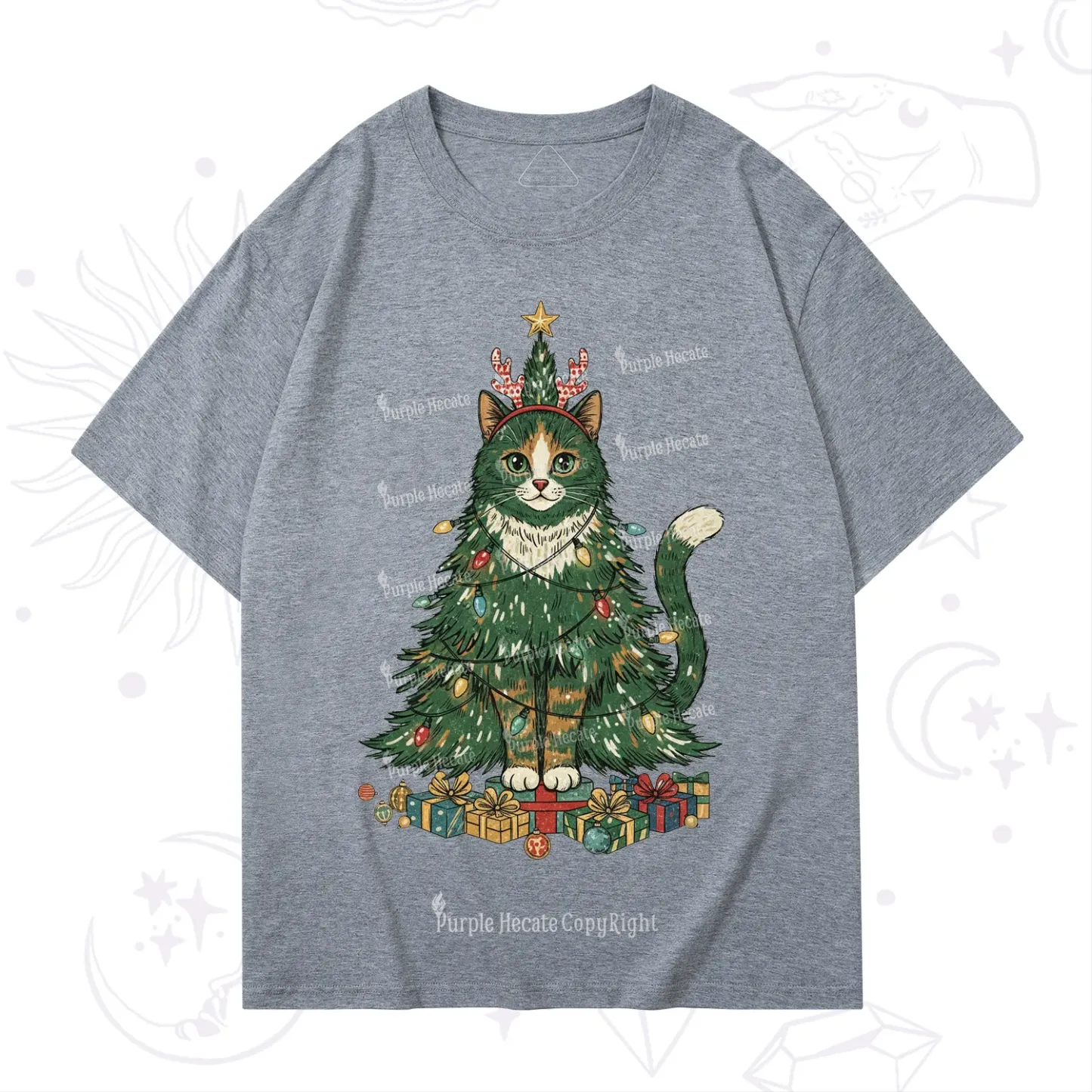 Purplehecate Cute Cats Christmas Tree T-Shirt