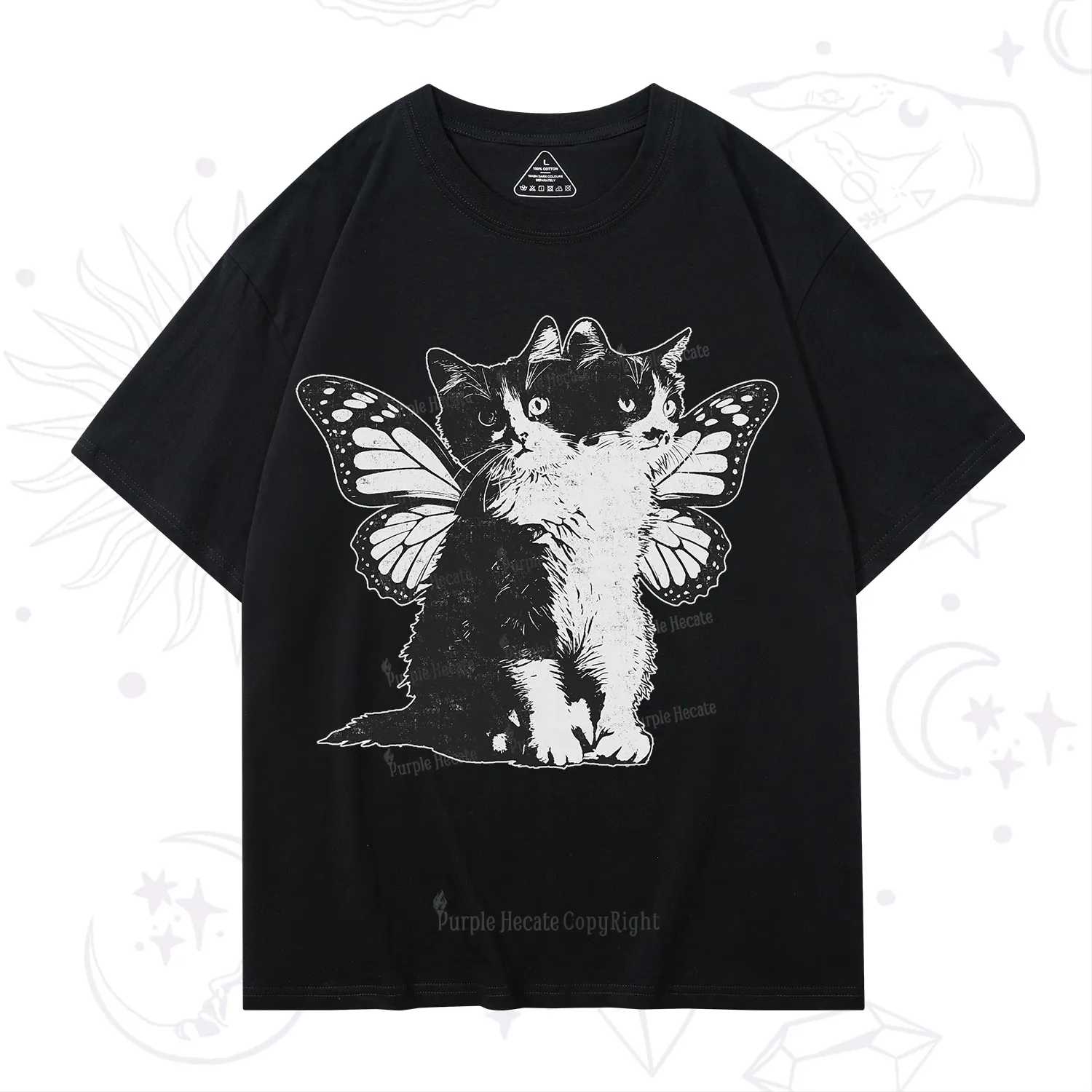 Purplehecate Mystery Butterfly Cat T-Shirt