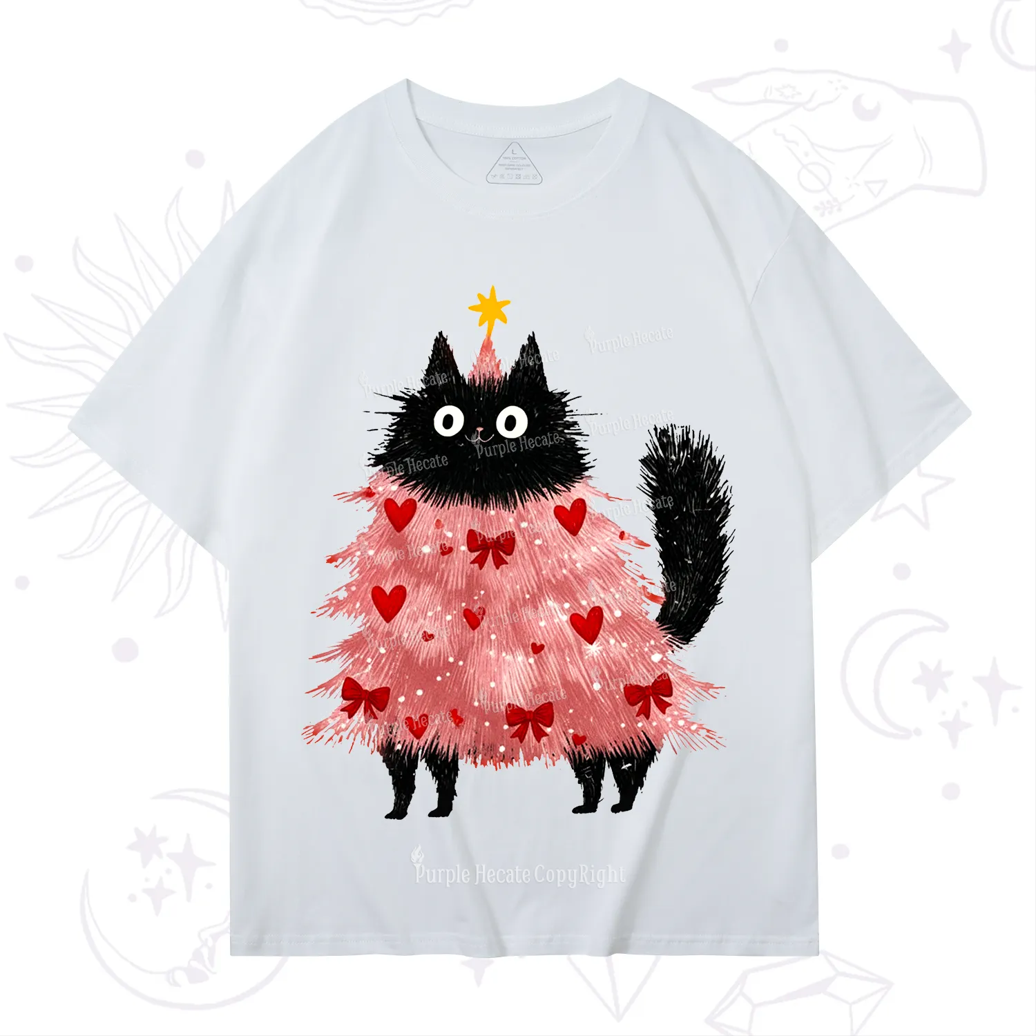 Purplehecate Funny Black Cat in Tree Valentine T-Shirt