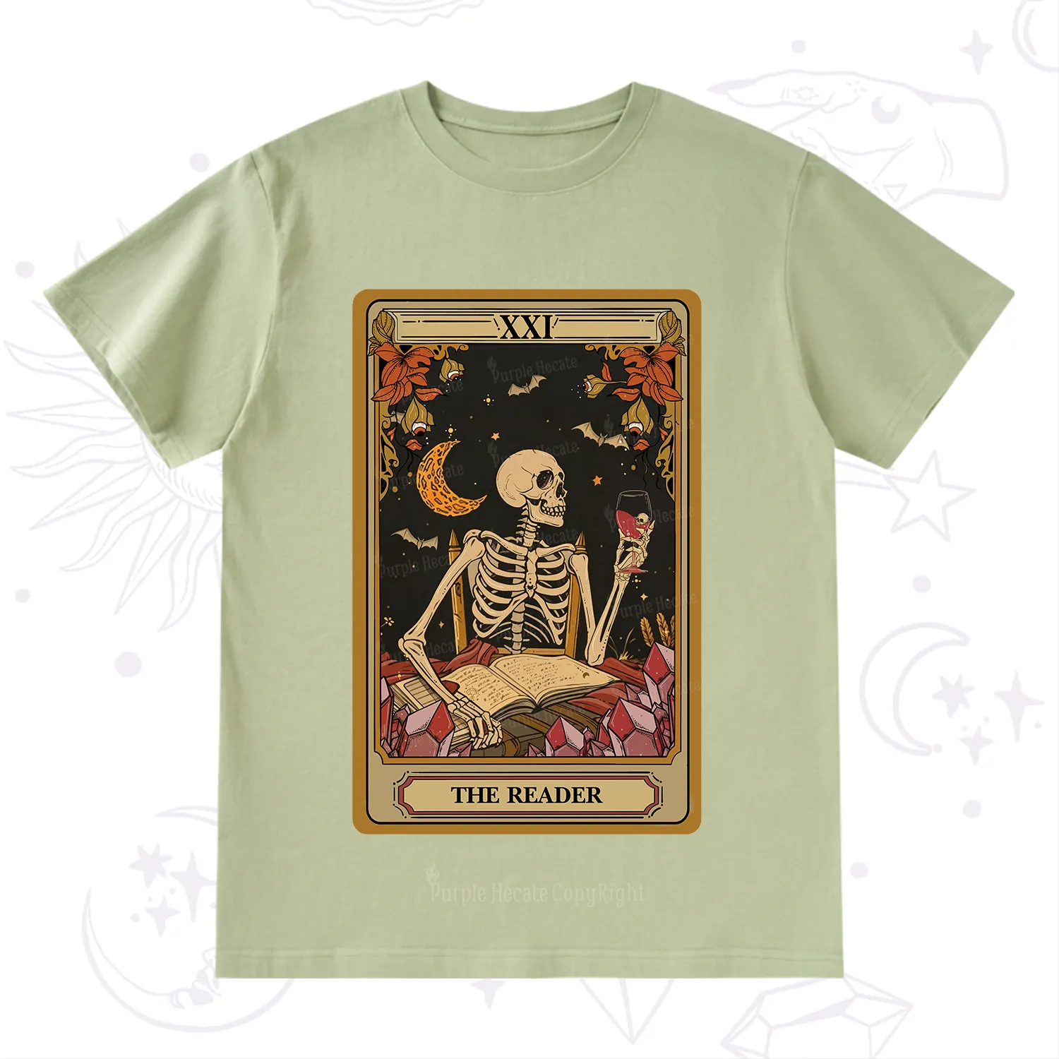 Purplehecate The Reader Tarot Skeleton T-Shirt