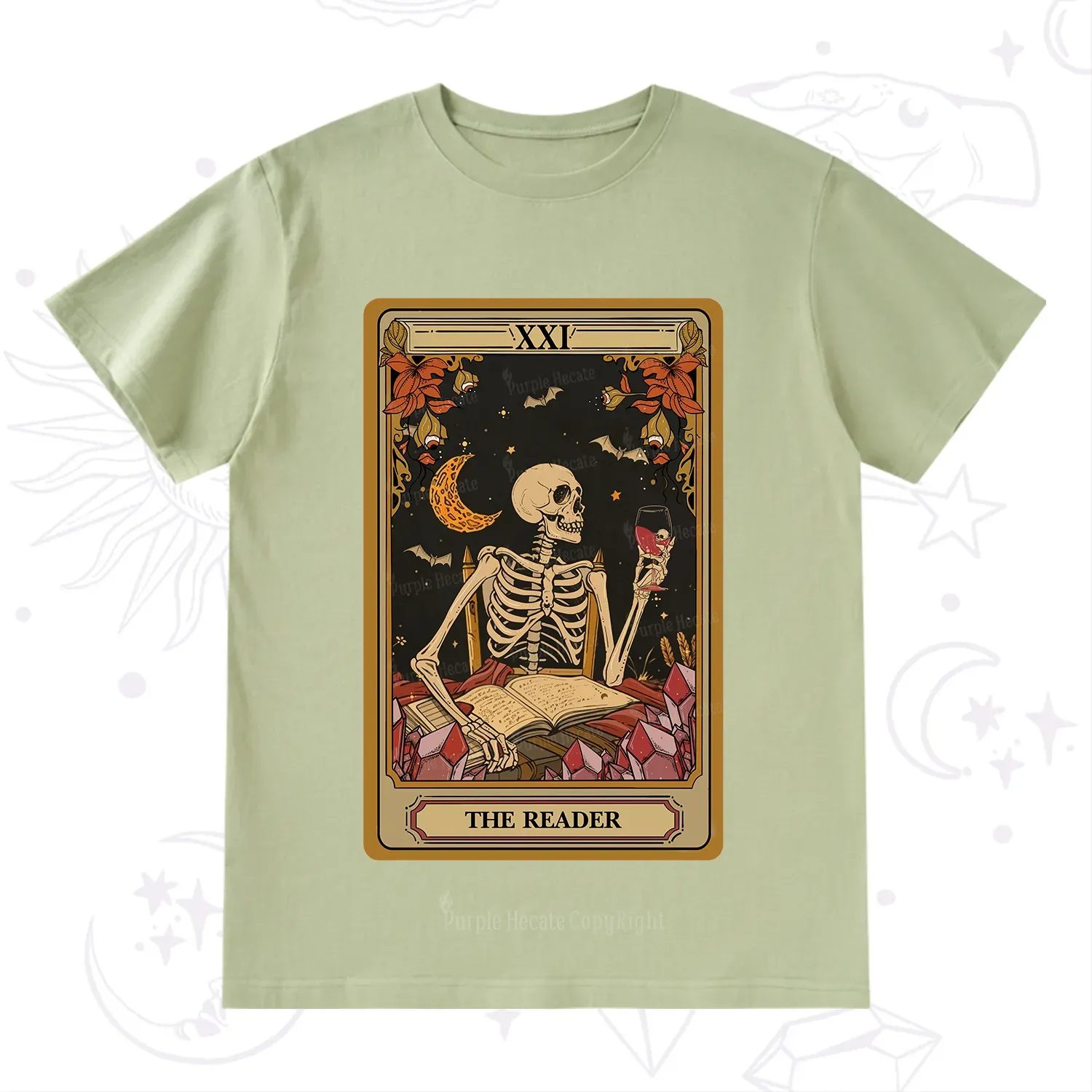 Purplehecate The Reader Tarot Skeleton T-Shirt