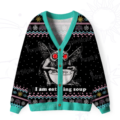 Purplehecate Mothman Eating Soup Ugly Cardigan Sweaters