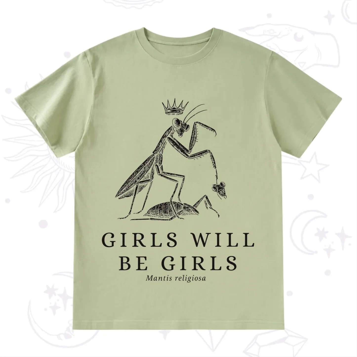 Purplehecate Girls Will Be Girls Funny Praying Mantis T-Shirt