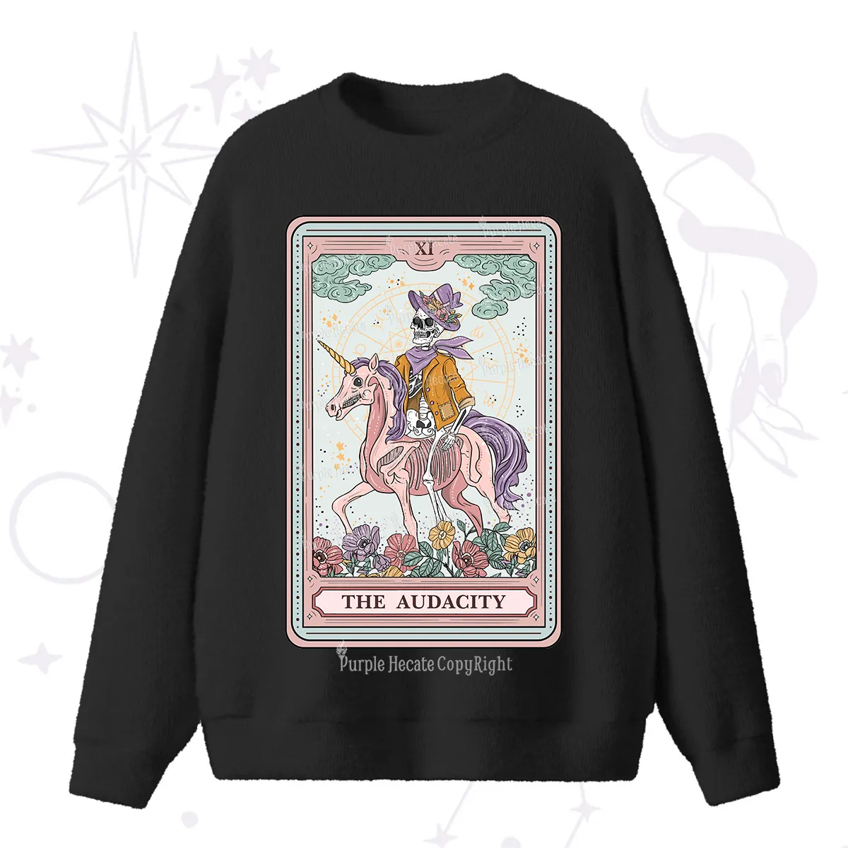 Purplehecate The Audacity Tarot Card Fuzzy Ugly Sweater