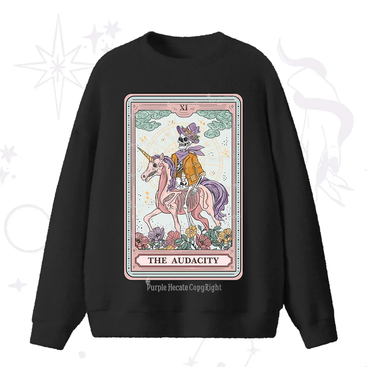 Purplehecate The Audacity Tarot Card Fuzzy Ugly Sweater