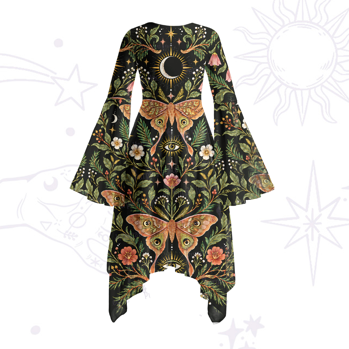 Purplehecate Nocturnal Moth's SpellBell Sleeve Dress