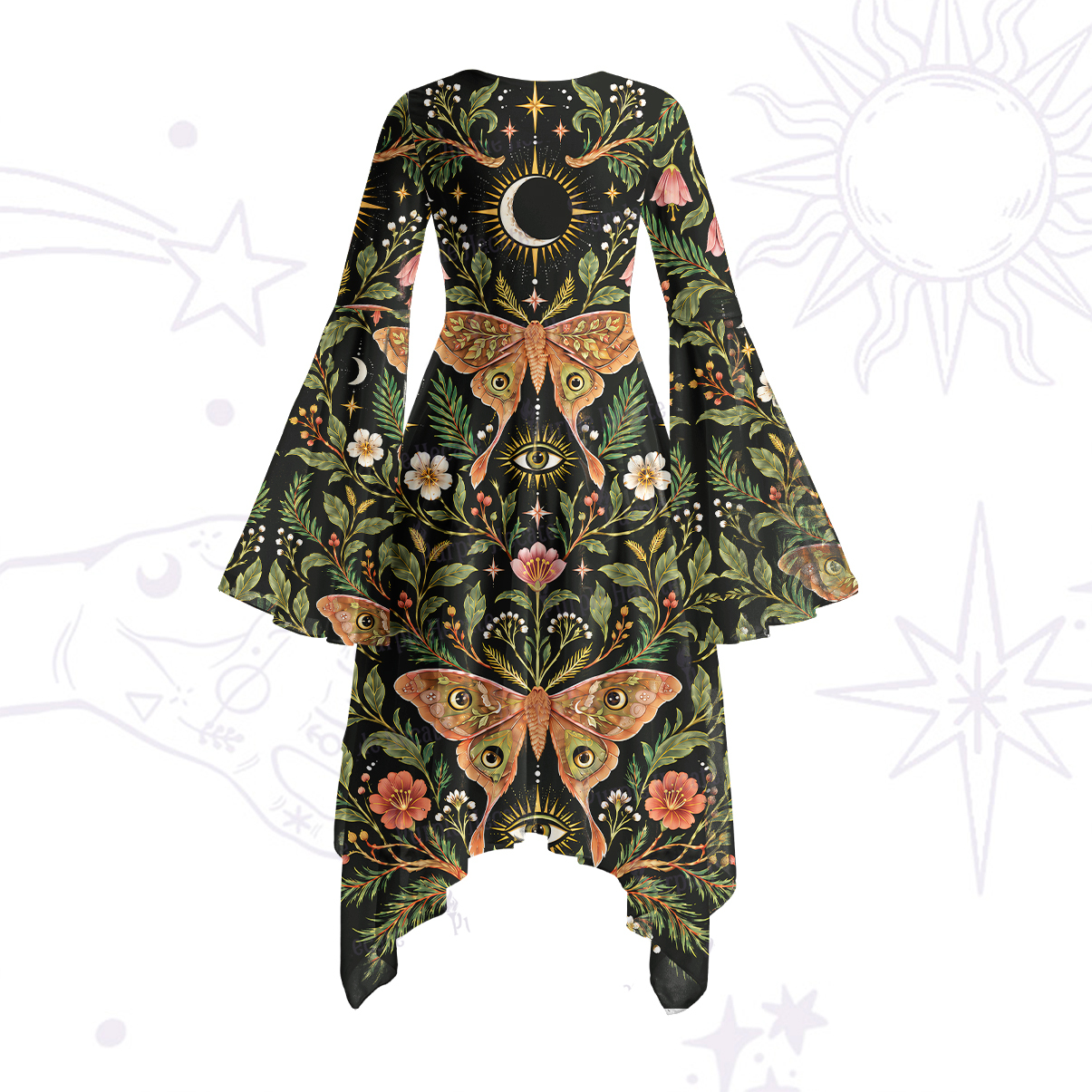 Purplehecate Nocturnal Moth's SpellBell Sleeve Dress