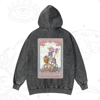 Purplehecate The Beep Beep Birthday Bitch Tarot Washed Hoodie