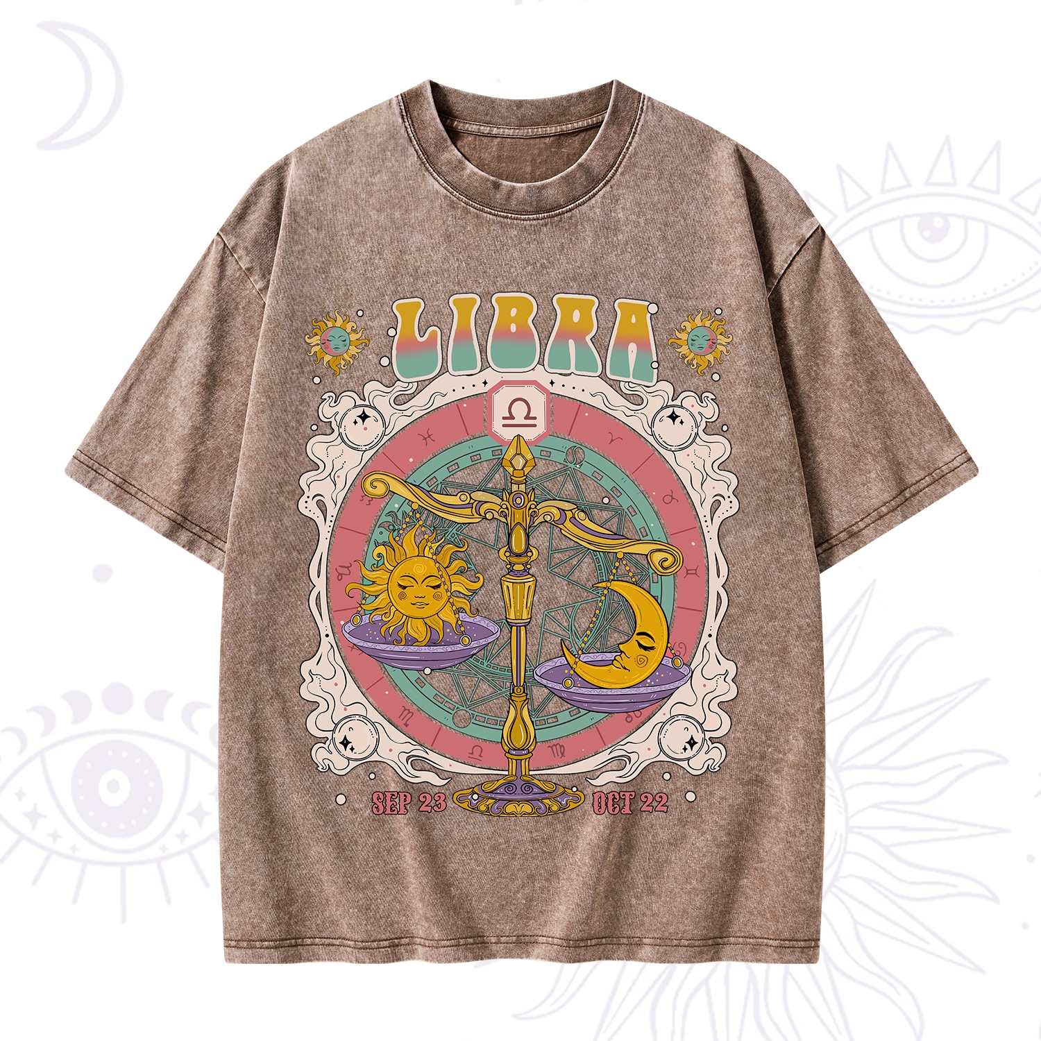 Purplehecate Libra Cosmic Zodiac Washed T-Shirt