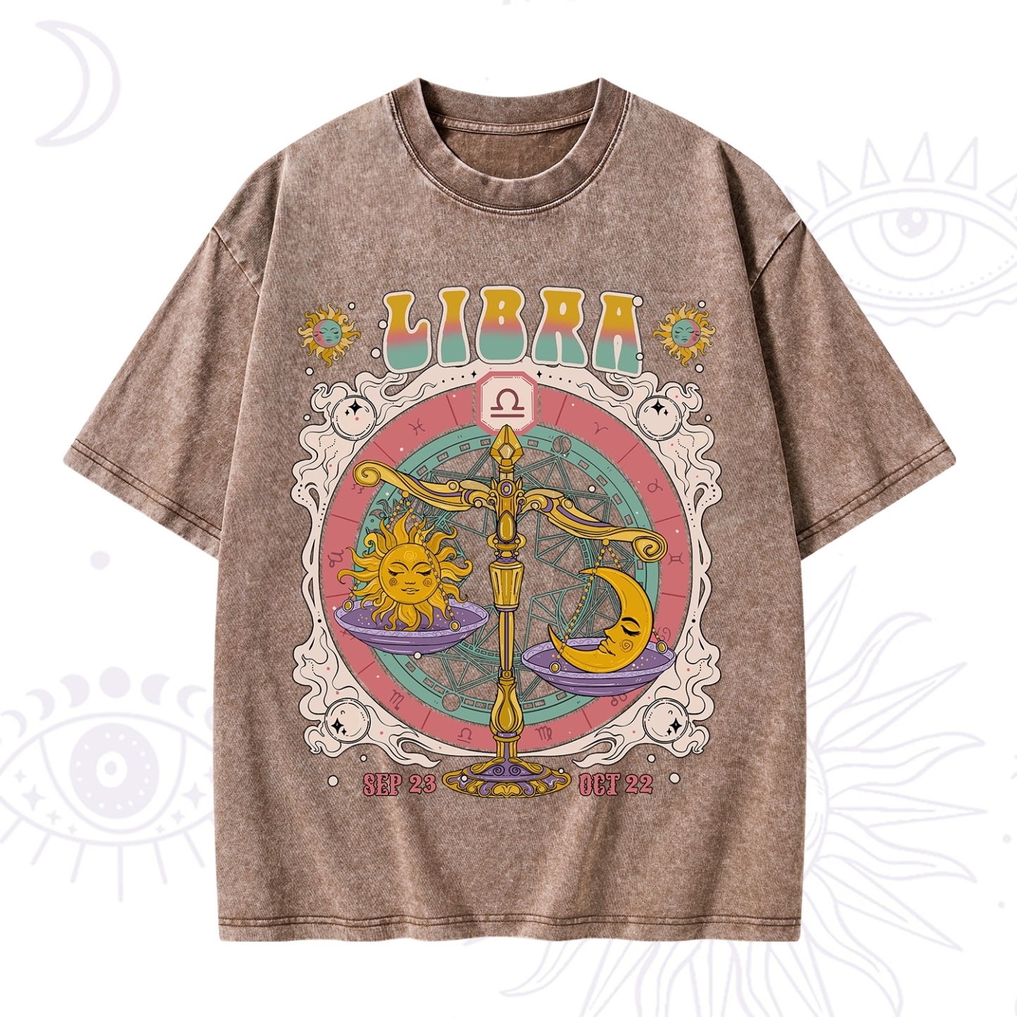 Purplehecate Libra Cosmic Zodiac Washed T-Shirt