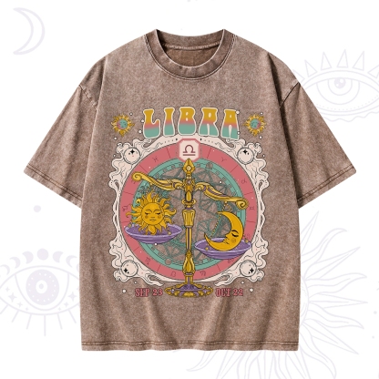 Purplehecate Libra Cosmic Zodiac Washed T-Shirt