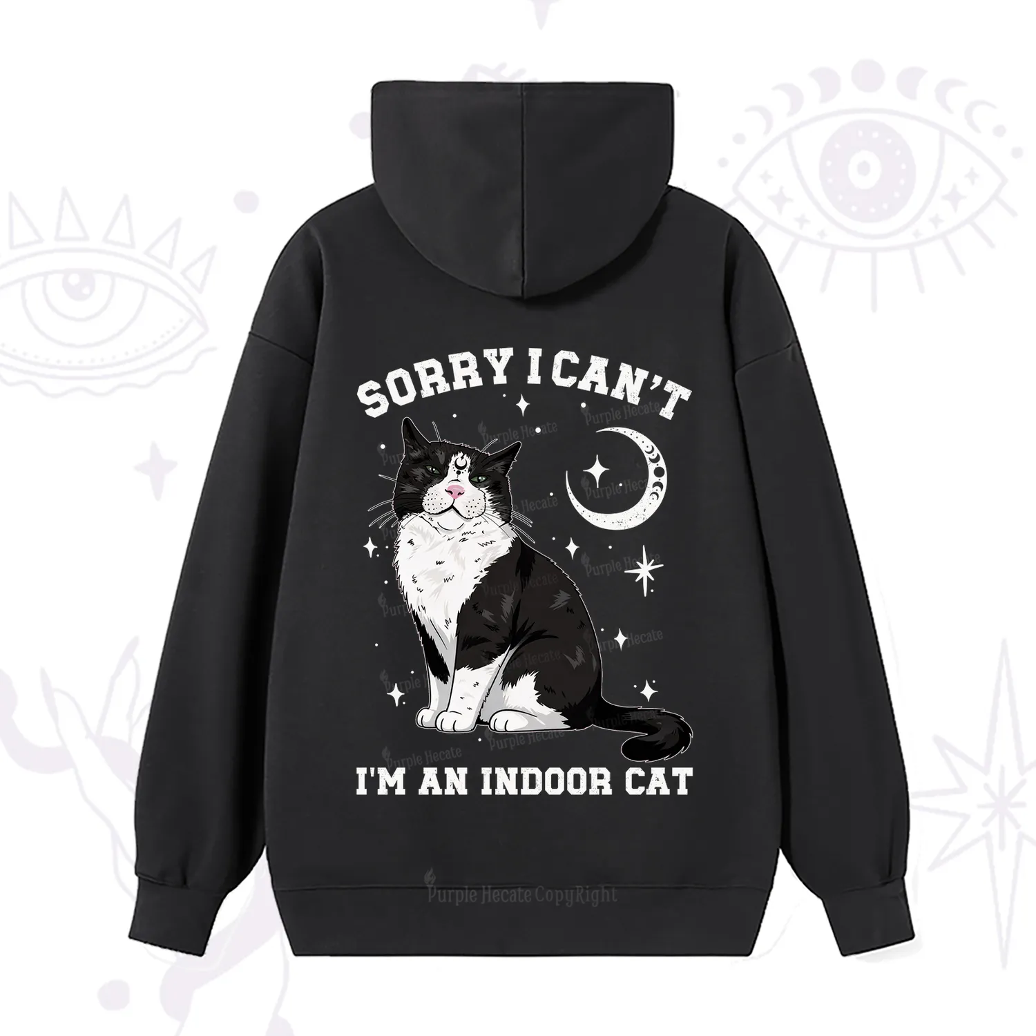 Purplehecate Sorry I Can't Go I'm an Indoor Cat Hoodie