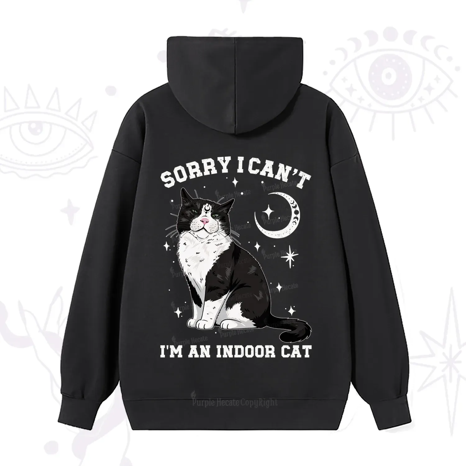 Purplehecate Sorry I Can't Go I'm an Indoor Cat Hoodie