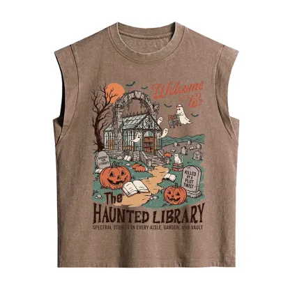 Purplehecate Welcome to the Haunted Library Vintage Washed Tank