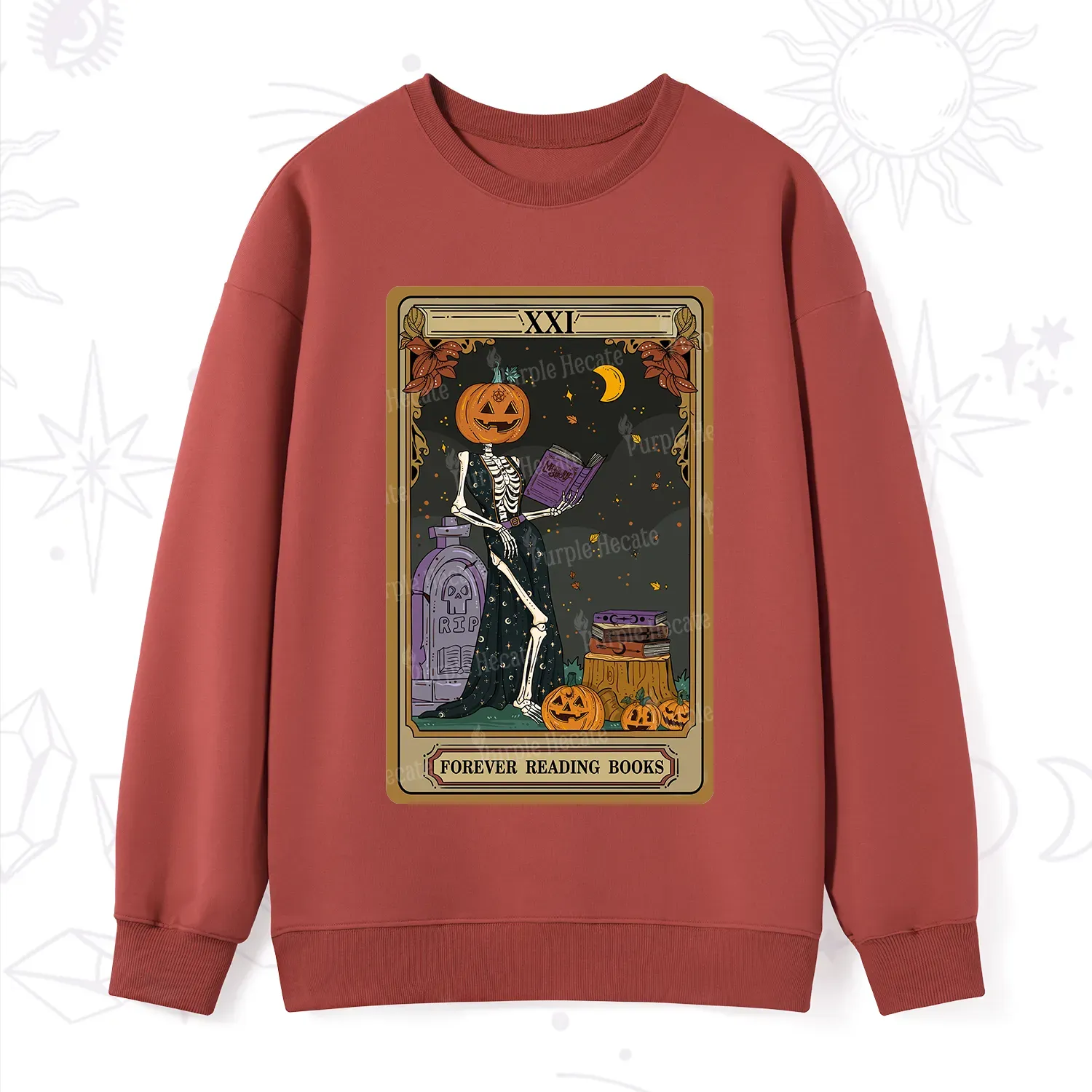 Purplehecate The Forever Reading Books Tarot Halloween Sweatshirt