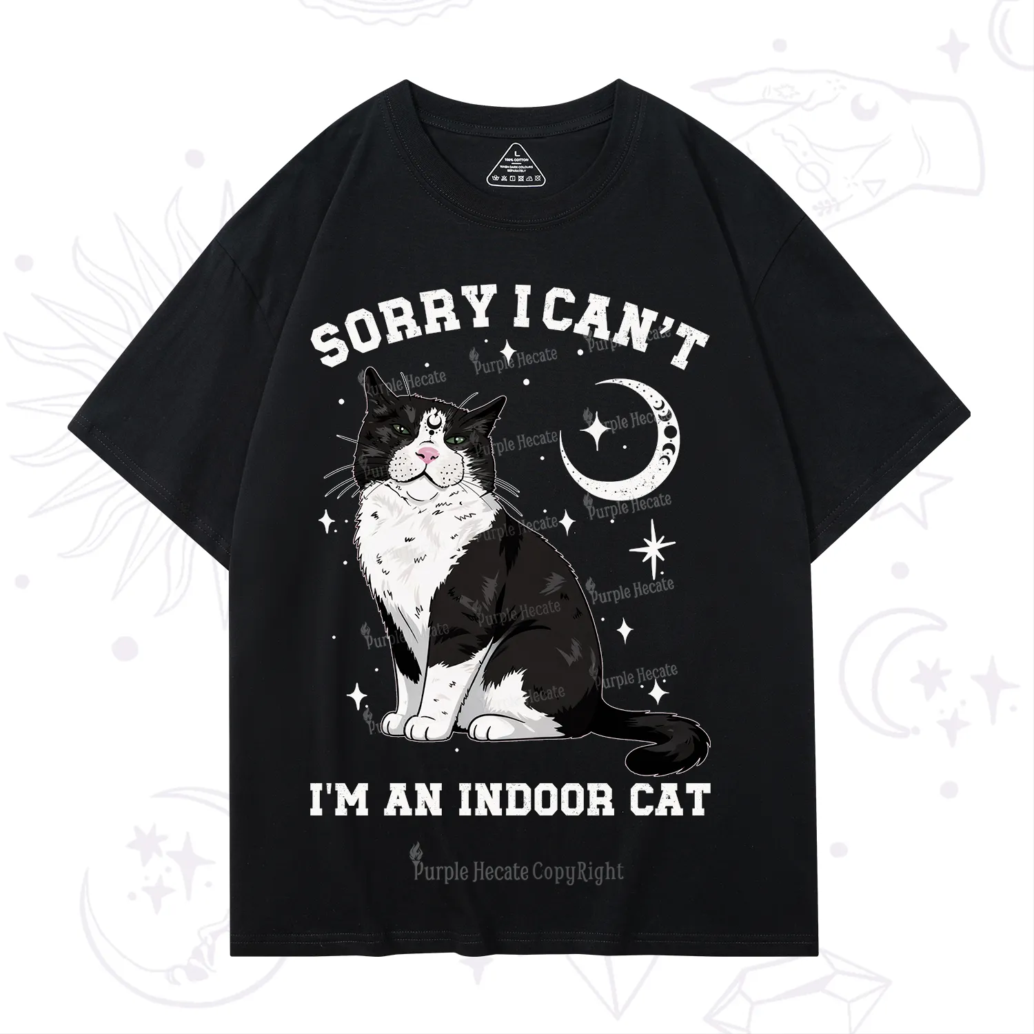 Purplehecate Sorry I Can't Go I'm an Indoor Cat T-Shirt