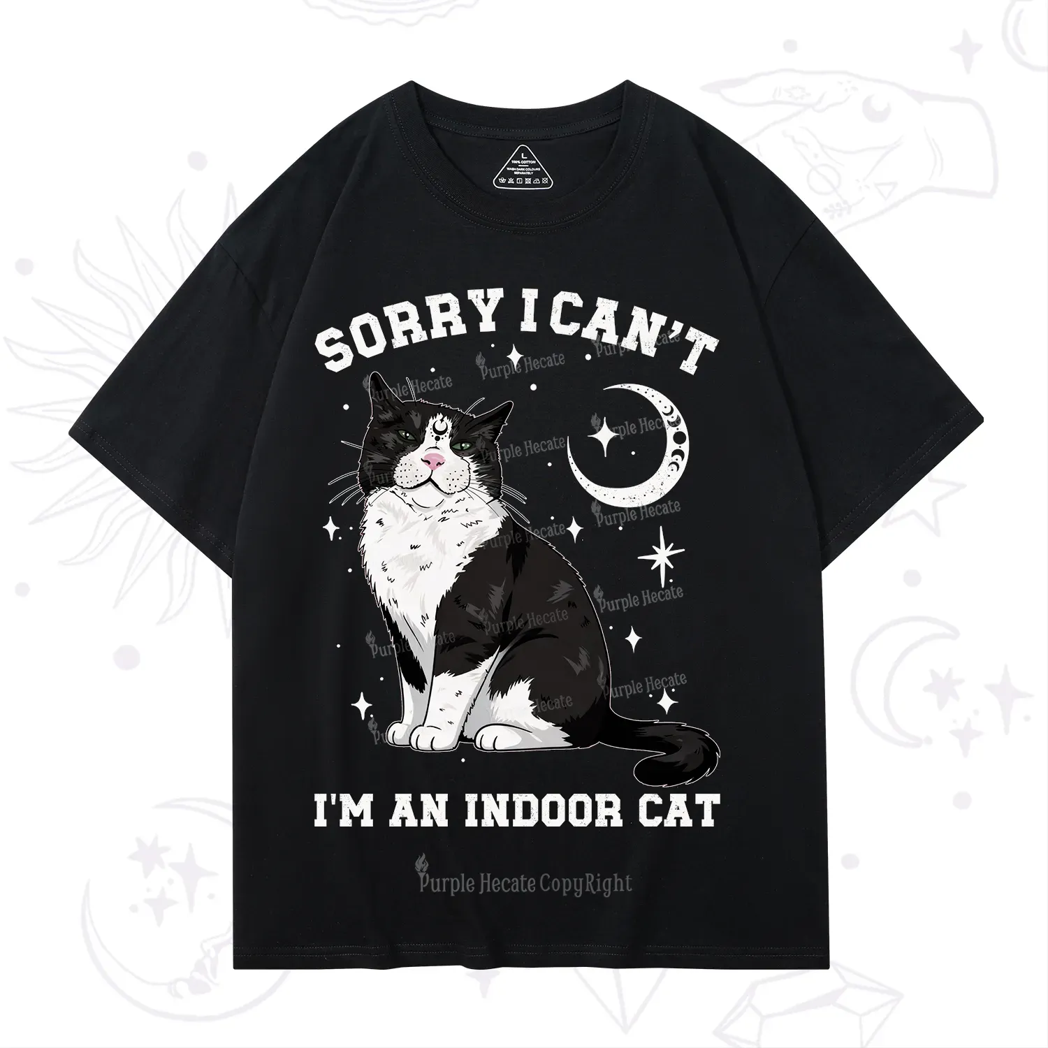 Purplehecate Sorry I Can't Go I'm an Indoor Cat T-Shirt