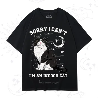 Purplehecate Sorry I Can't Go I'm an Indoor Cat T-Shirt