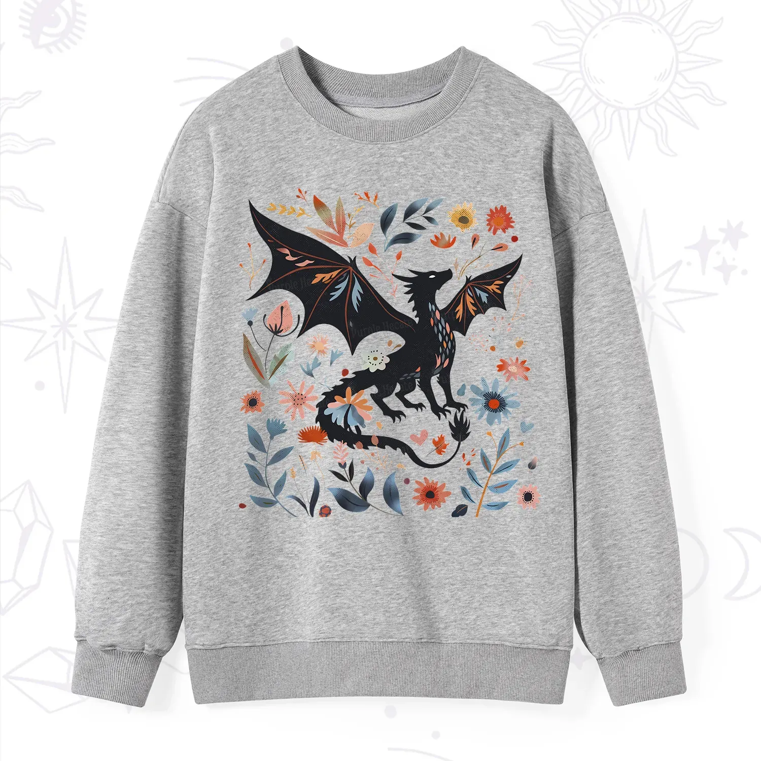 Purplehecate Vintage Fantasy Wyvern Bookish Sweatshirt