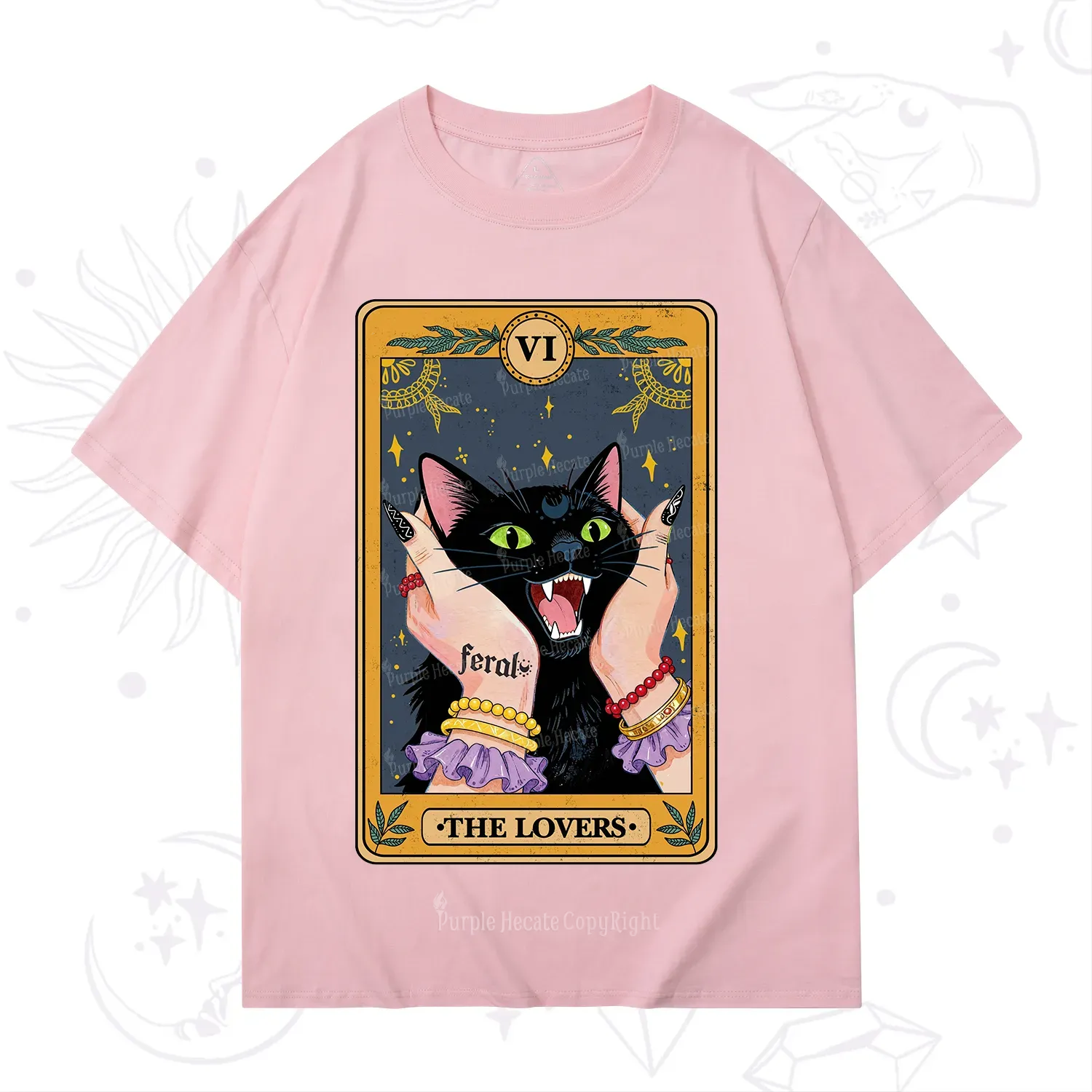 Purplehecate The Lovers Tarot Feral Cat T-Shirt