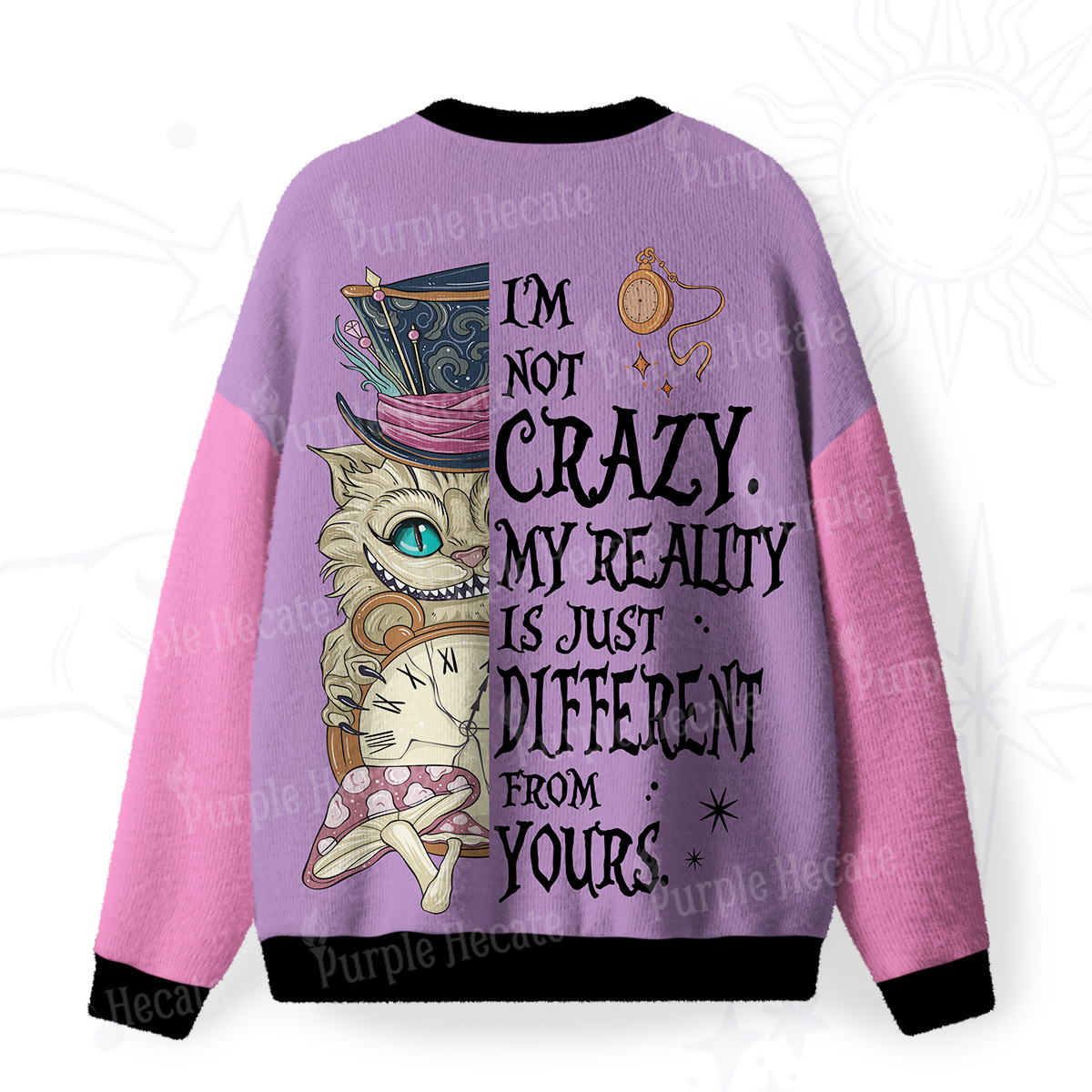 Purplehecate I'm Not Crazy My Reality Is Just Different From Fuzzy Ugly Christmas Sweatshirt