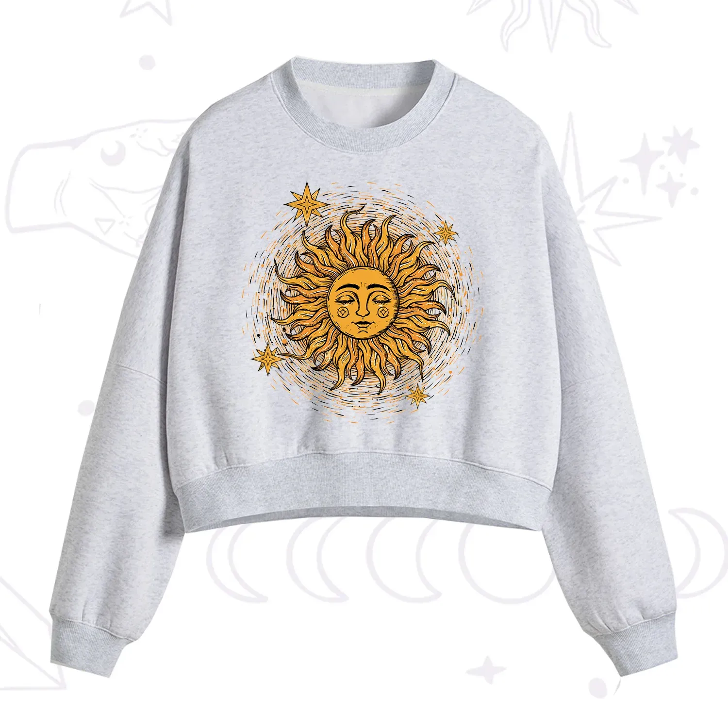 Purplehecate Celestial Sun Fleece Cropped Sweatshirt