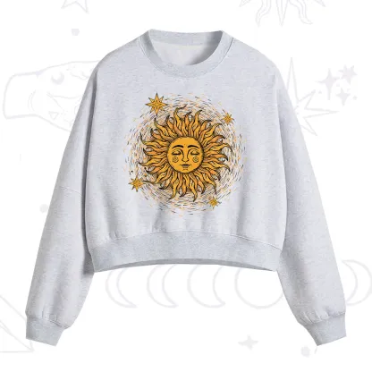 Purplehecate Celestial Sun Fleece Cropped Sweatshirt
