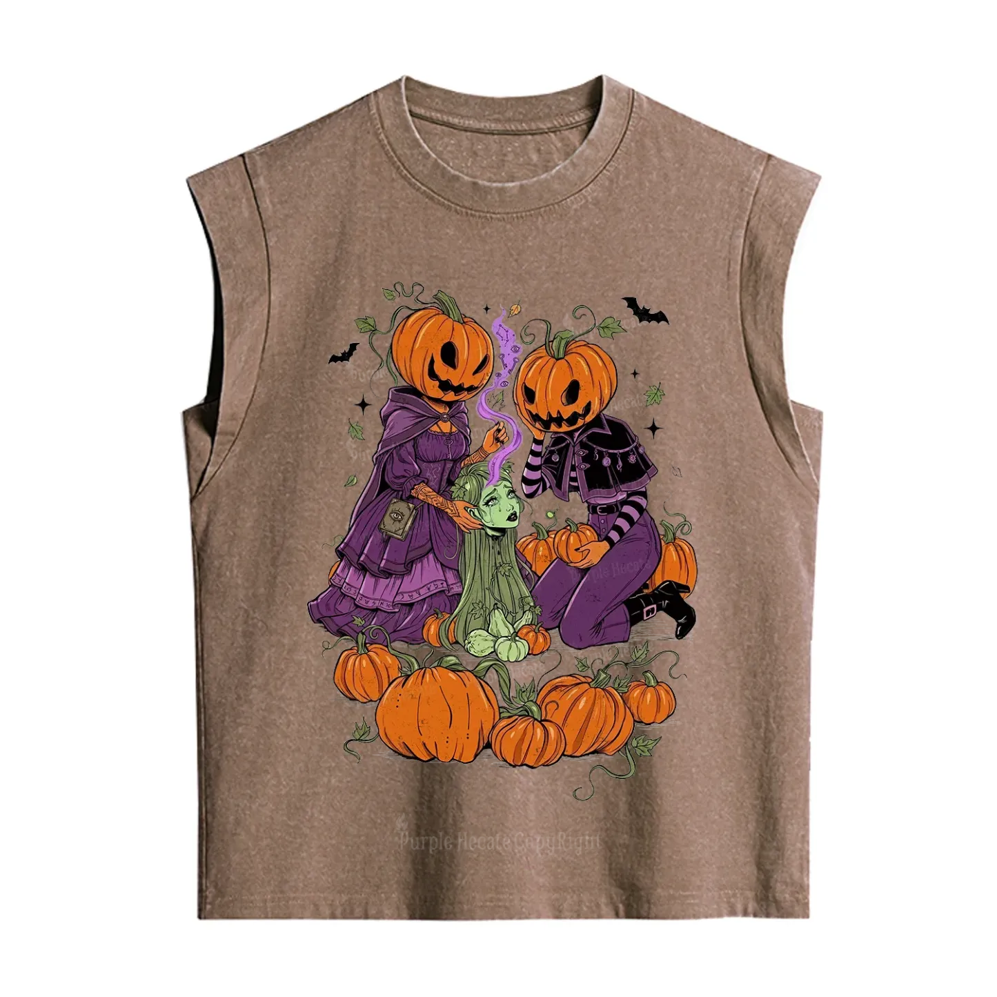 Purplehecate Spooky Witch Pumpkin Patch Vintage Washed Tank