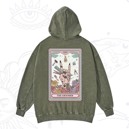 Purplehecate The Pet Groomer Tarot Card Washed Hoodie