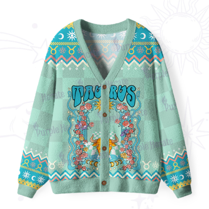 Purplehecate Taurus Spirit Zodiac Ugly Cardigan Sweaters