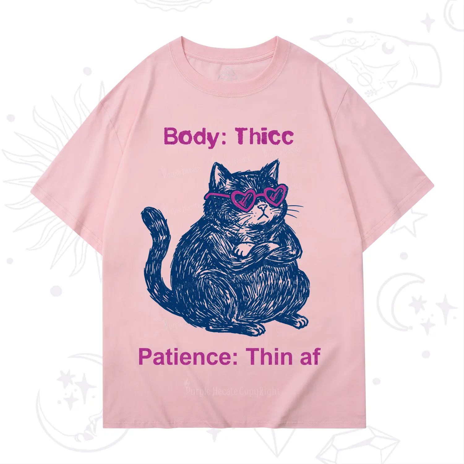 Purplehecate Body Thicc Patience Thin Af Cat T-Shirt