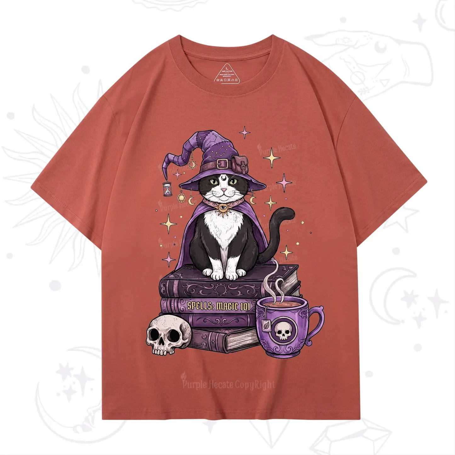 Purplehecate Witchy Cat Spell Books T-Shirt