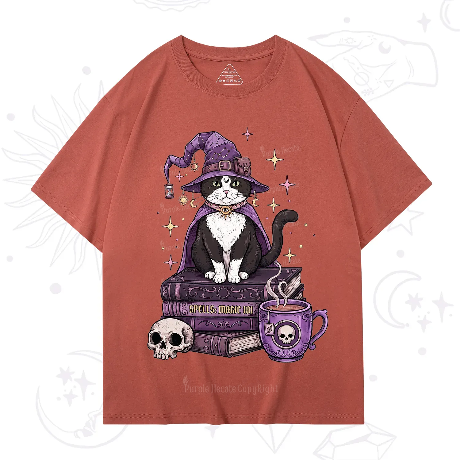 Purplehecate Witchy Cat Spell Books T-Shirt