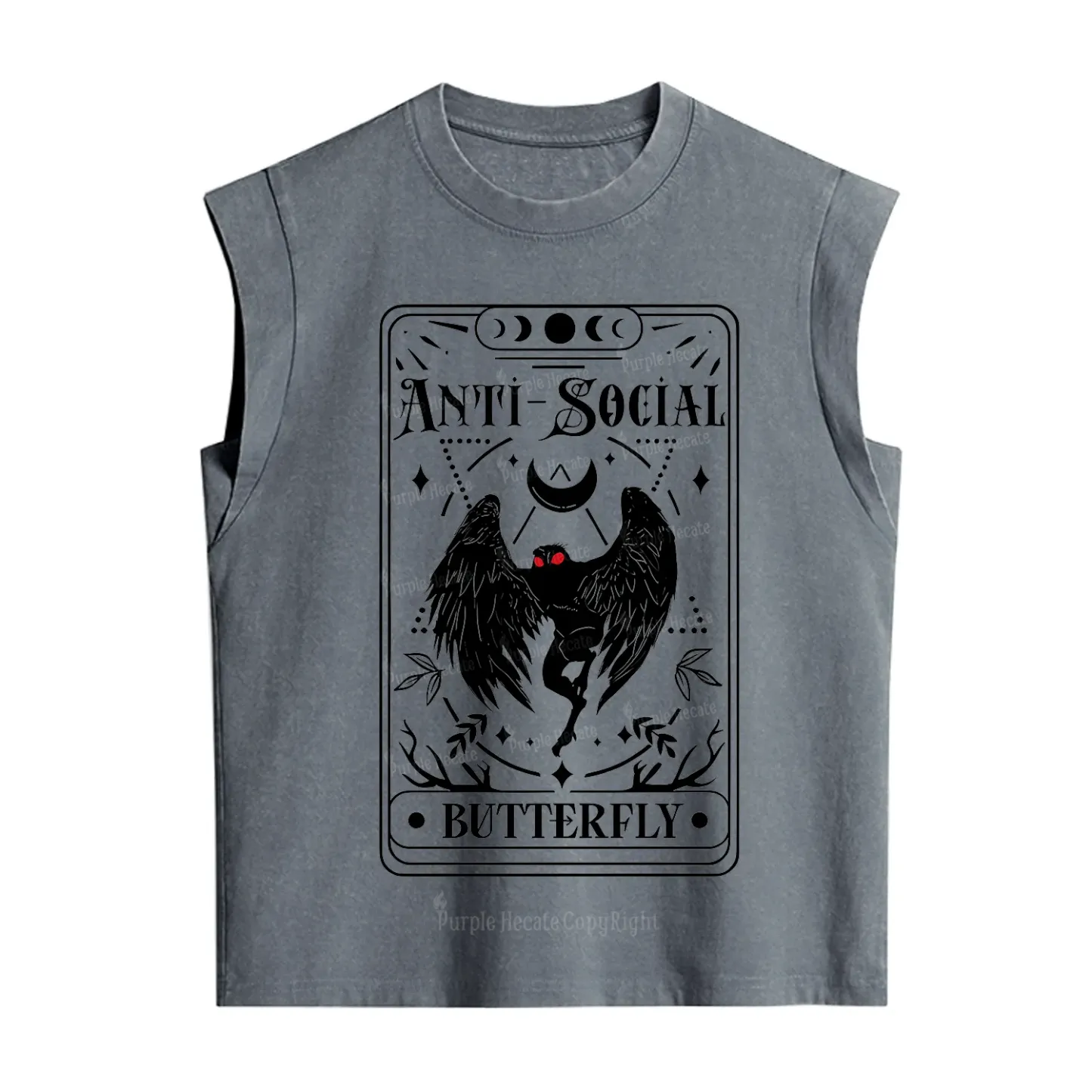 Purplehecate The Antisocial Butterfly Oracle Card Vintage Washed Tank