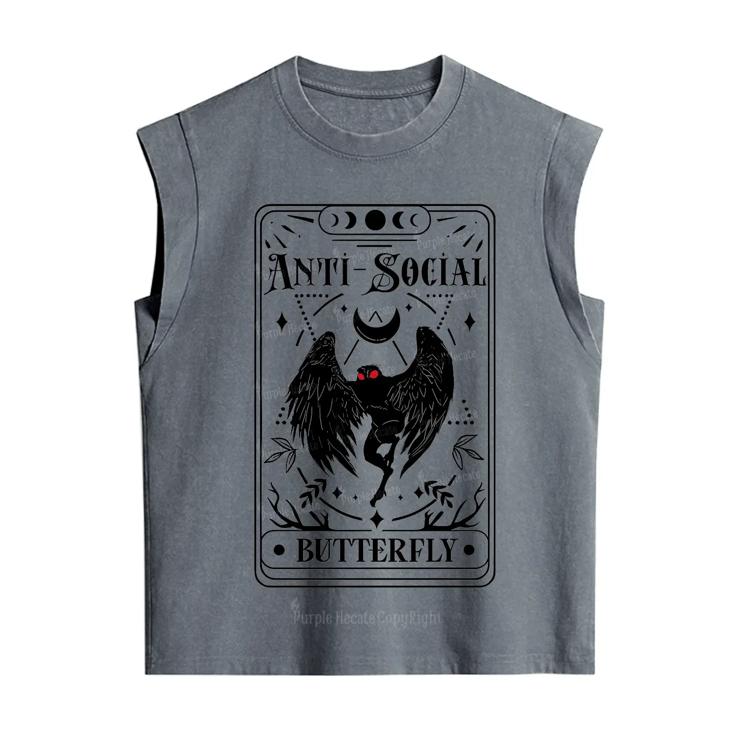 Purplehecate The Antisocial Butterfly Oracle Card Vintage Washed Tank