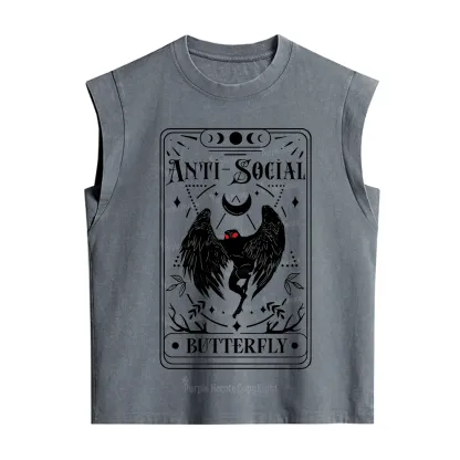 Purplehecate The Antisocial Butterfly Oracle Card Vintage Washed Tank