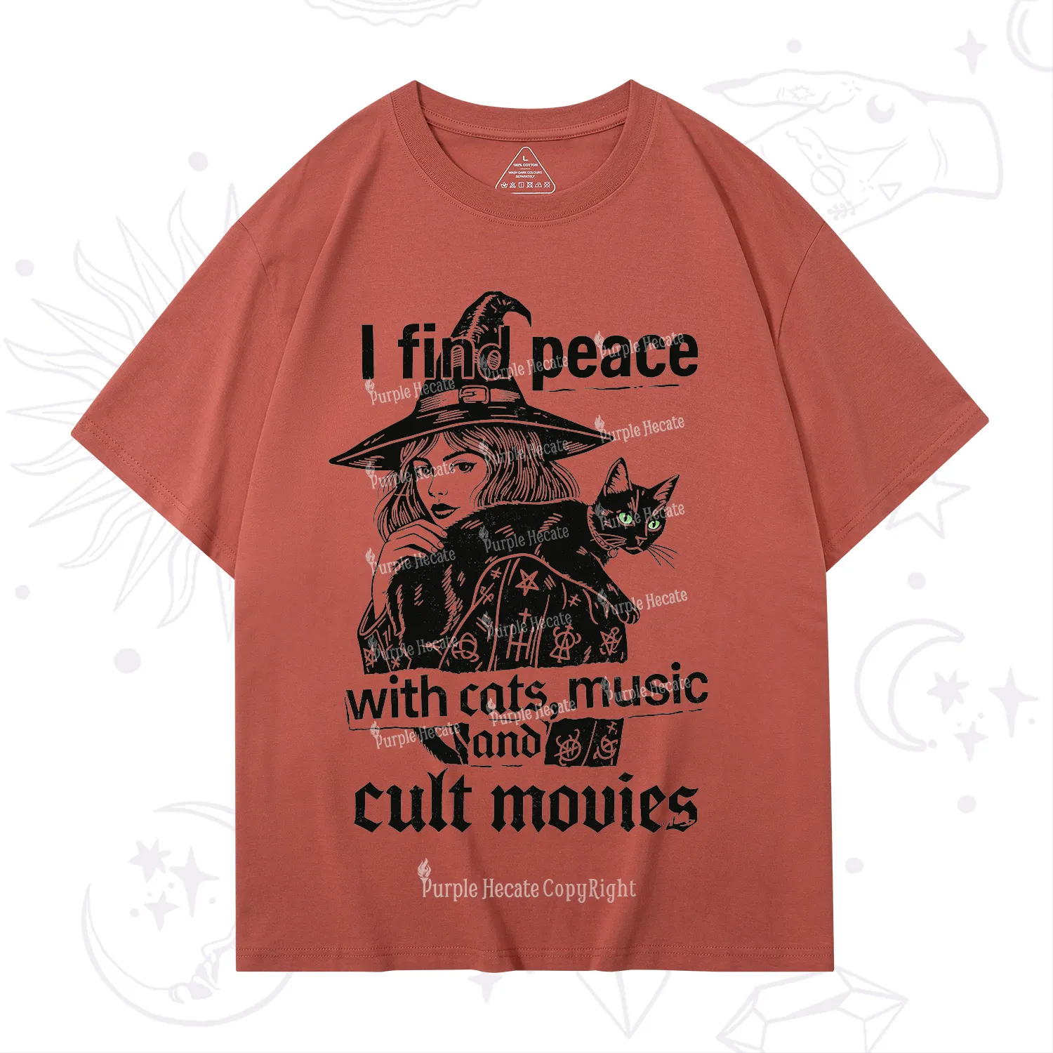 Purplehecate I Find Peace With Cats Music Cult Movies T-Shirt