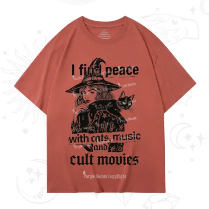Purplehecate I Find Peace With Cats Music Cult Movies T-Shirt