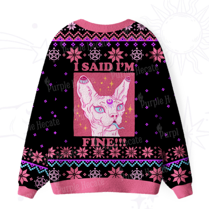 Purplehecate I Said I'm Fine Ugly Cardigan Sweaters