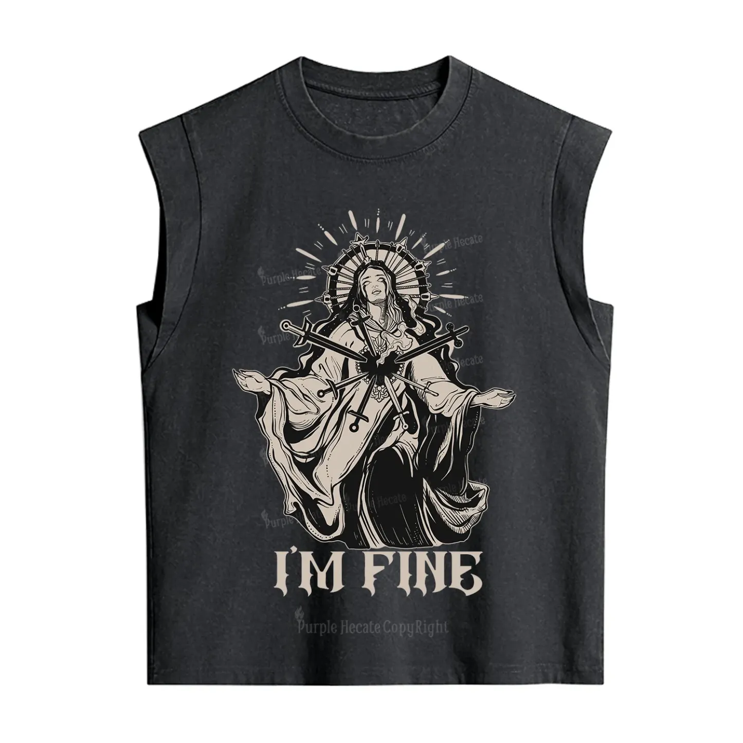 Purplehecate I'm Fine Vintage Washed Tank