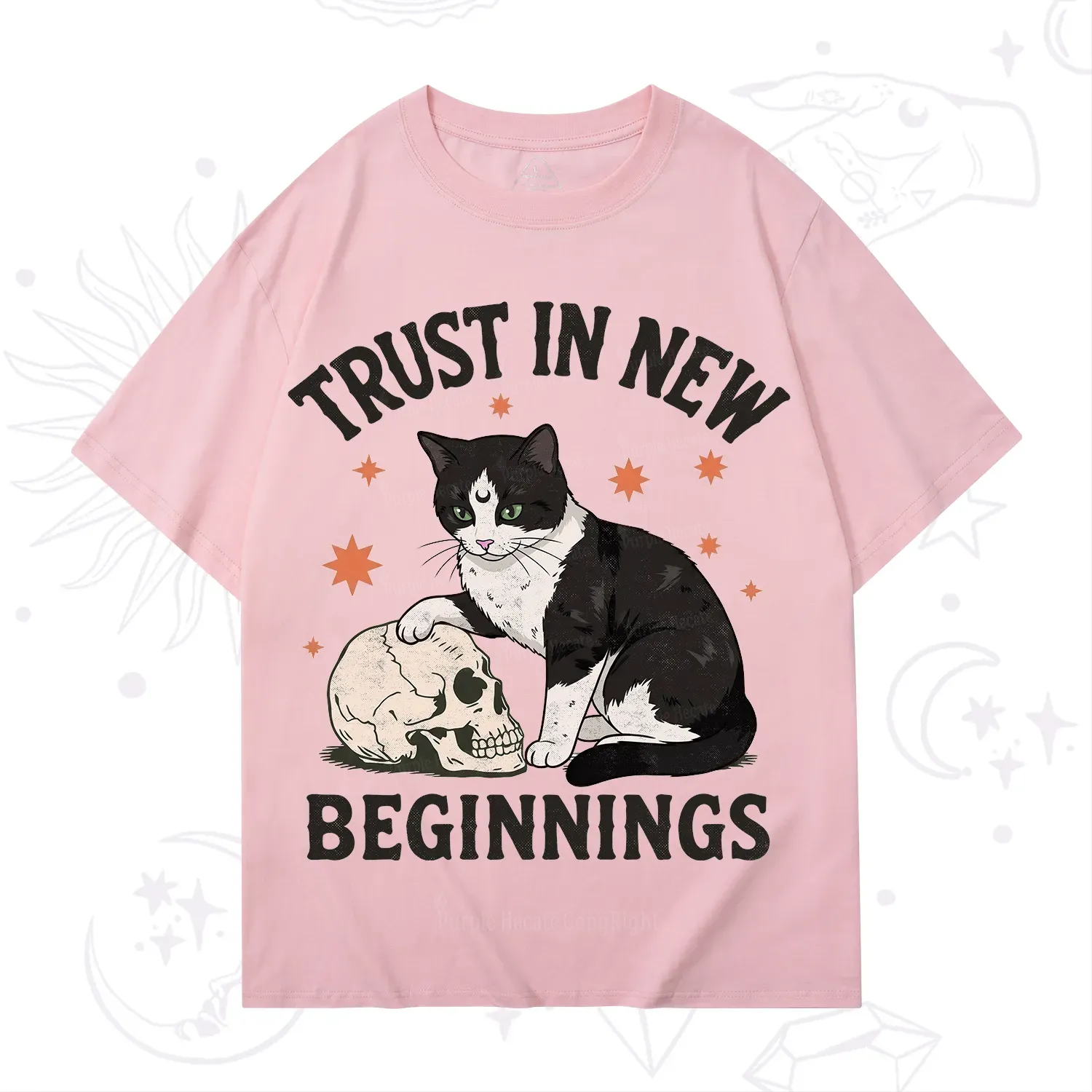 Purplehecate Trust In New Beginnings Cat T-Shirt