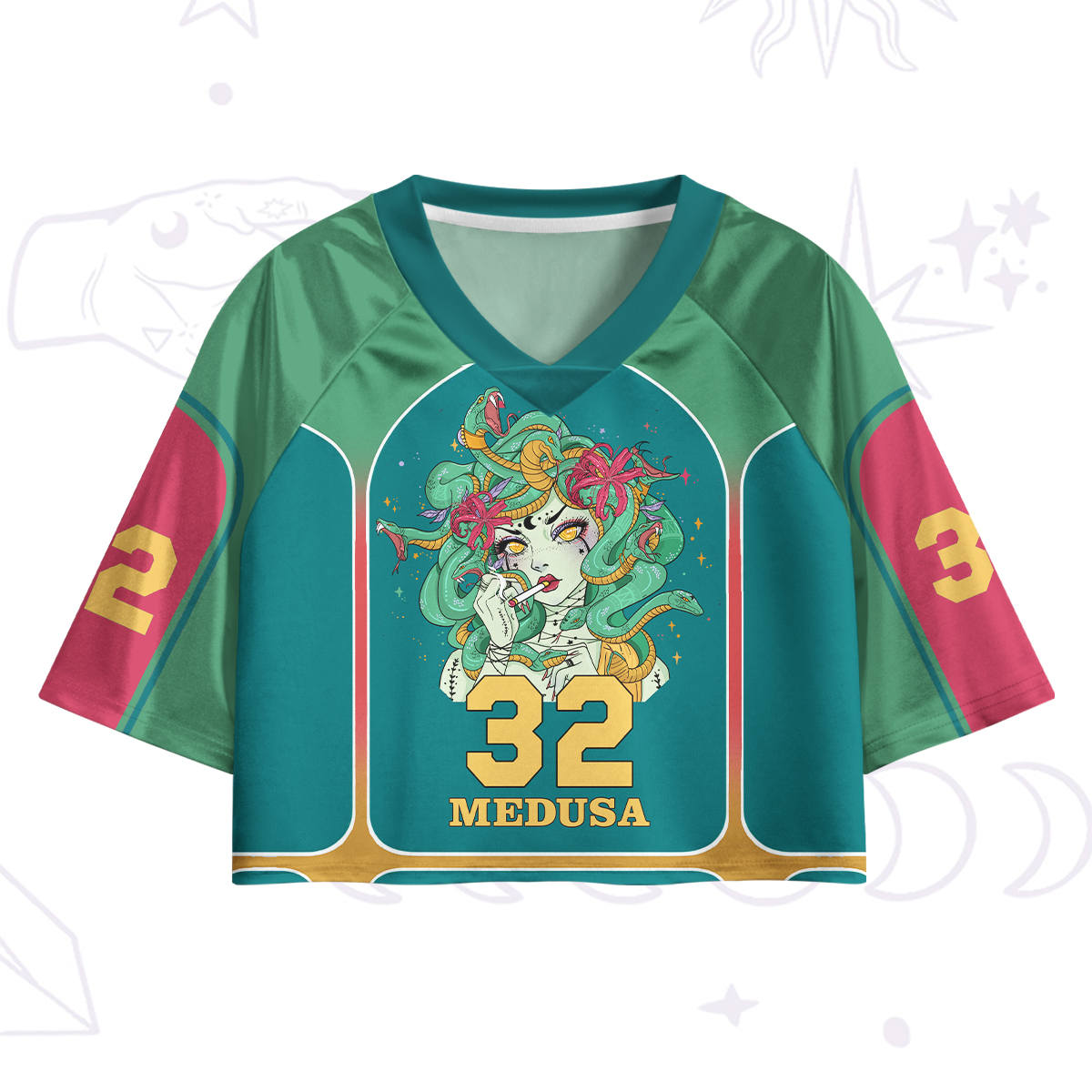 Purplehecate The Greek Goddess Medusa Crop Jersey Top